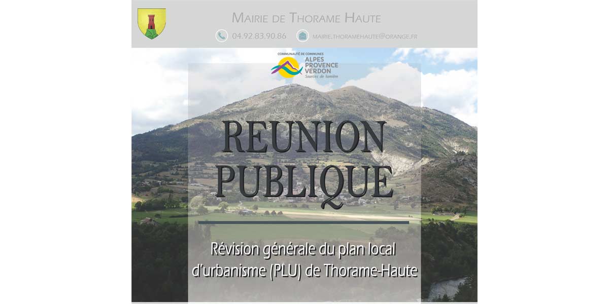 visuel d'appel annoncant la réunion publique de Thorame Haute