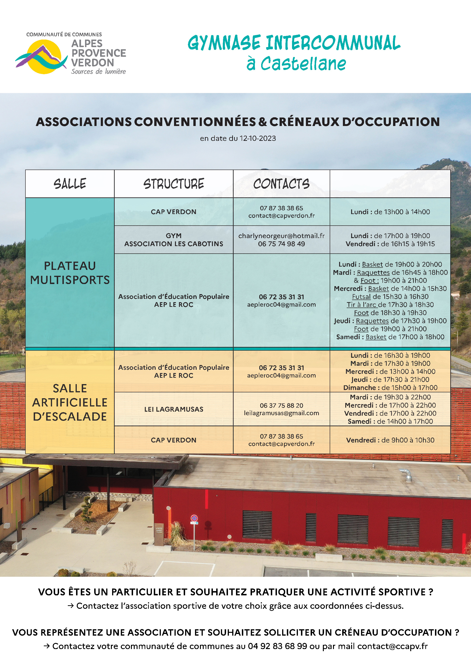 planning gymnase12 11 23 Castellane