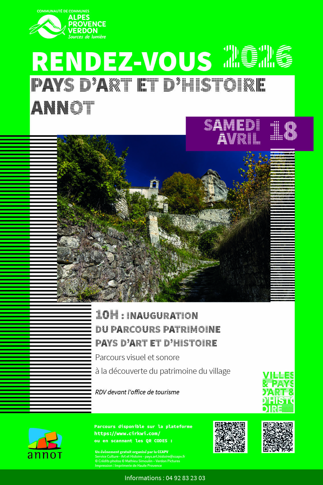 SAMEDI 18 AVRIL / RENDEZ-VOUS PAYS D'ART & D'HISTOIRE / ANNOT