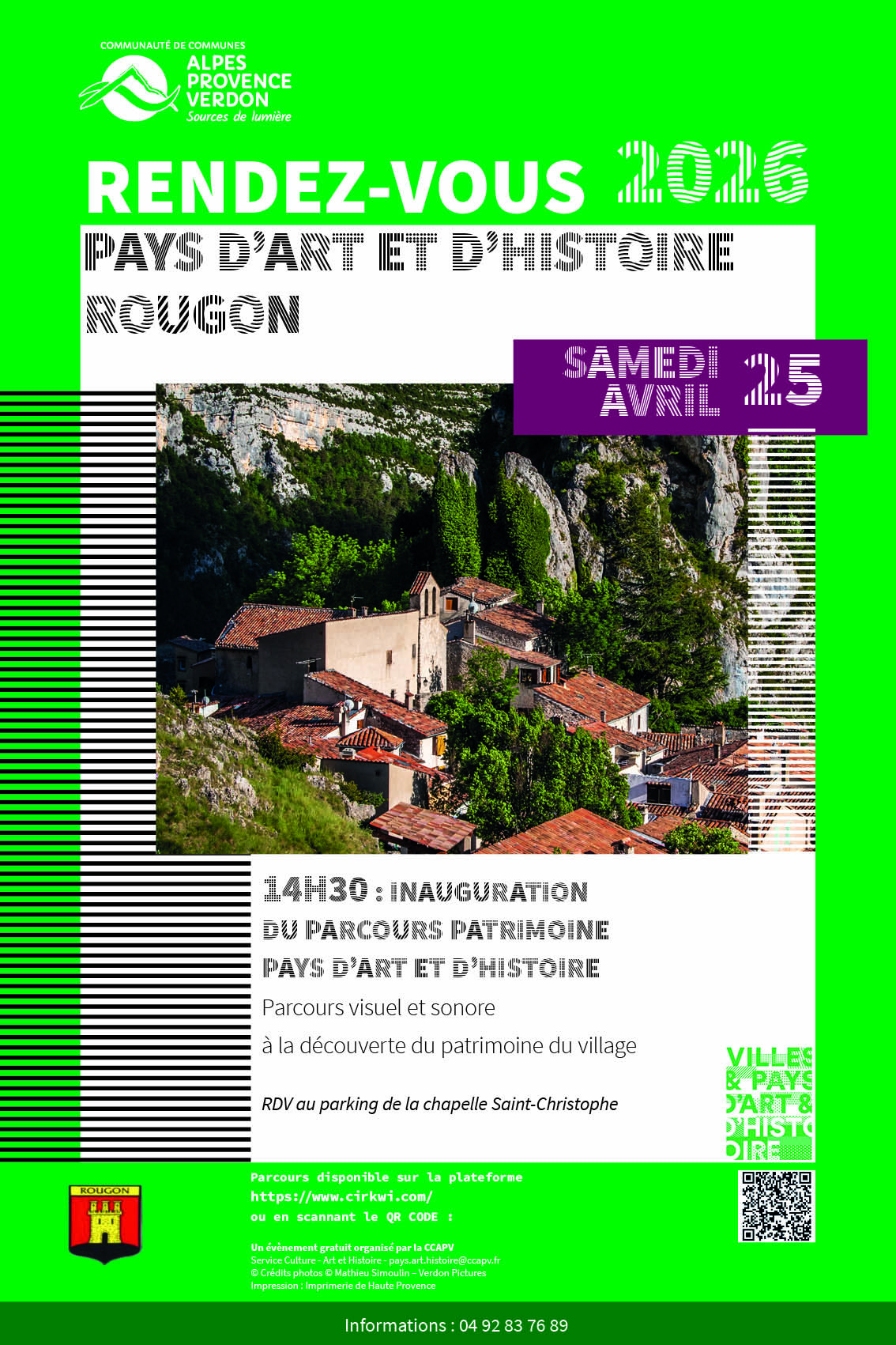 SAMEDI 25 AVRIL / RENDEZ-VOUS PAYS D'ART & D'HISTOIRE / ROUGON
