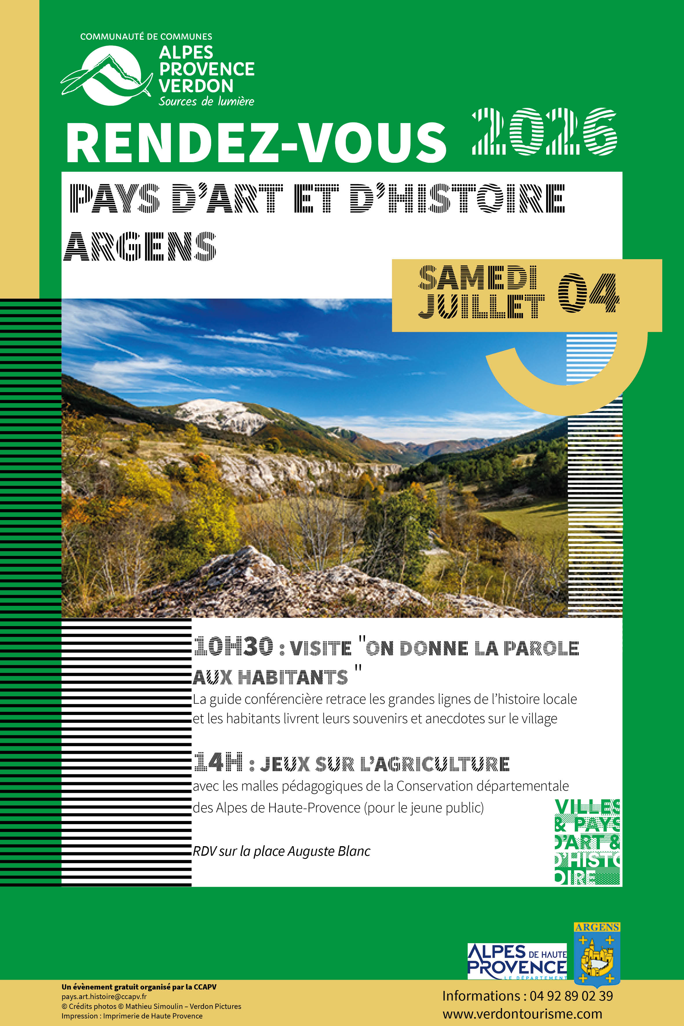 SAMEDI 04 JUILLET / RENDEZ-VOUS PAYS D'ART & D'HISTOIRE / LA MURE-ARGENS